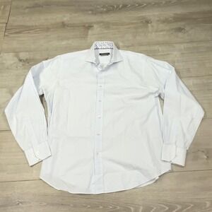 Bugatchi Dress Shirt Mens Medium Blue Geometric Classic Fit‎ Long Sleeve Cotton